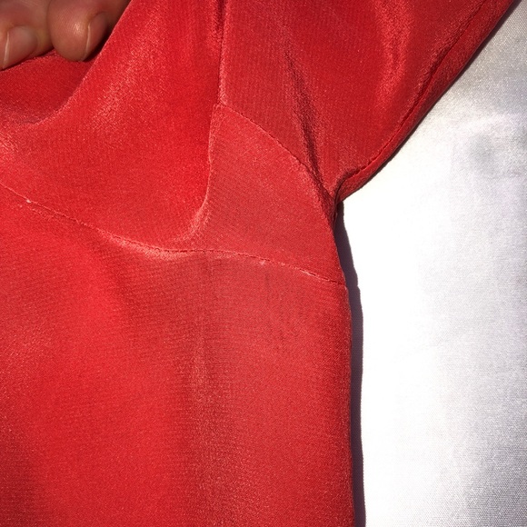 JCrew Off The Shoulder Orange 100% Silk Top With Straps & Frills Size 8 - Picture 13 of 16